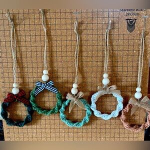 Macrame wreath ornaments